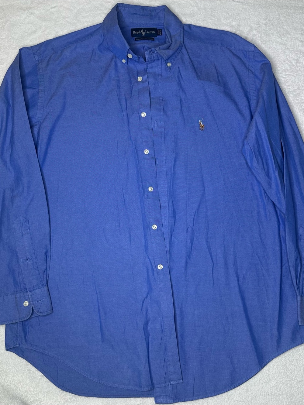 Ralph Lauren Yarmouth Oxford Dress Shirt Mens 16.5 35 Blue Long Sleeve